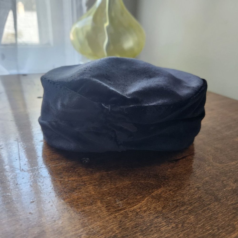 Vintage Mr. John Jr. Pillbox Style Black Velvet Hat